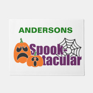 Spooktackular Halloween Pumpkins Personalized Doormat