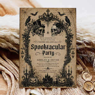 Spooktacular Adult Halloween Party Vintage Skull Invitation