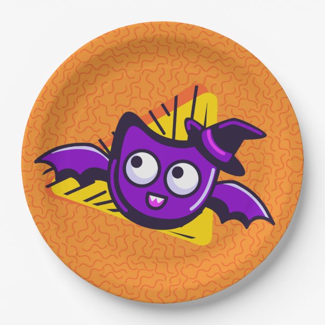 Spooktacular Bats Halloween Plates - Orange (Front)