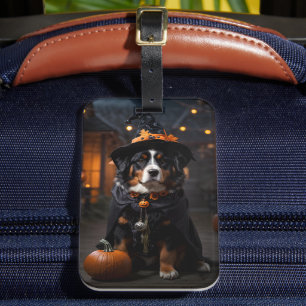 Spooktacular Bernese Dog: A Halloween Howl-o-Ween Luggage Tag