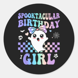 Spooktacular Birthday Cute Ghost Halloween Birthda Classic Round Sticker