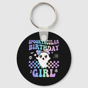 Spooktacular Birthday Cute Ghost Halloween Birthda Keychain