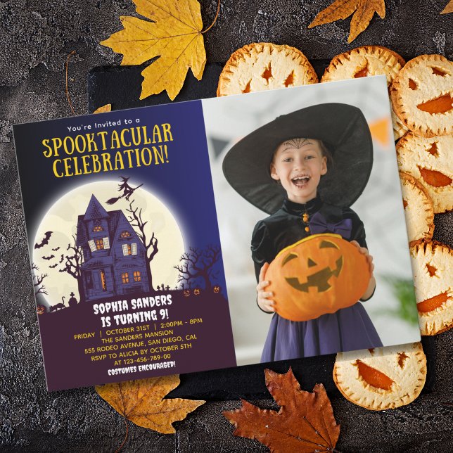 Spooktacular Birthday KIds Halloween with Photo Invitation (Creator Uploaded)
