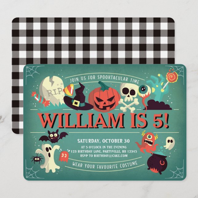 Spooktacular Birthday Party Invitation (Front/Back)