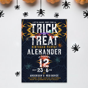Spooktacular Colourful Spider Halloween Birthday  Invitation