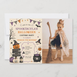 Spooktacular Costume Halloween Birthday Photo Invitation