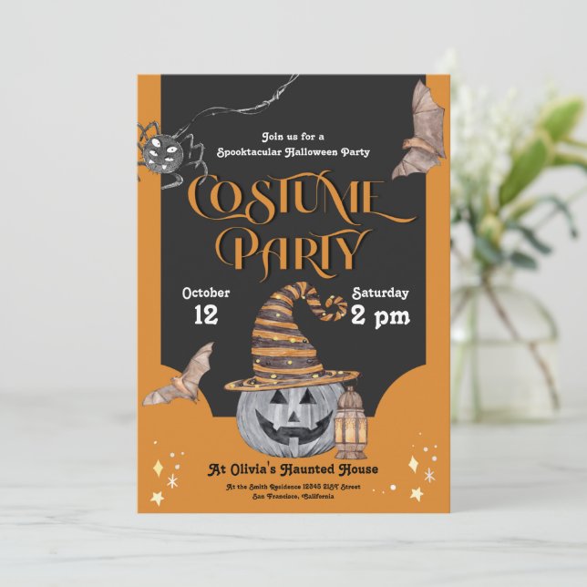 Spooktacular Costume Halloween Party Invitation (Standing Front)