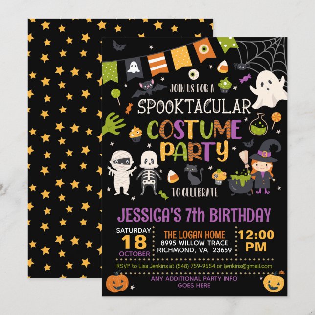 Spooktacular Costume Party Halloween Birthday Invitation (Front/Back)