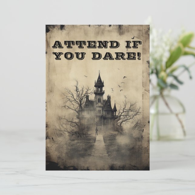 Spooktacular Creepy Mansion Halloween Party Invitation (Standing Front)