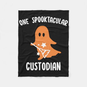 Spooktacular Custodian School Janitor Custodian Ha Fleece Blanket