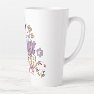 Spooktacular Cute Ghost Colourful Flowers Hallowee Latte Mug