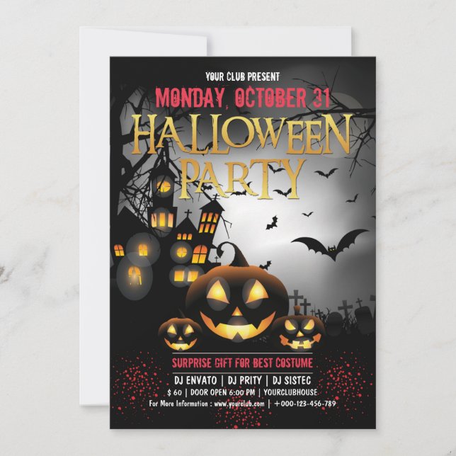 Spooktacular Dark Haunted House Halloween Invitation (Front)