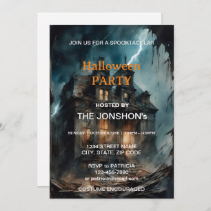 Spooktacular Dark Haunted House Halloween Party I Invitation