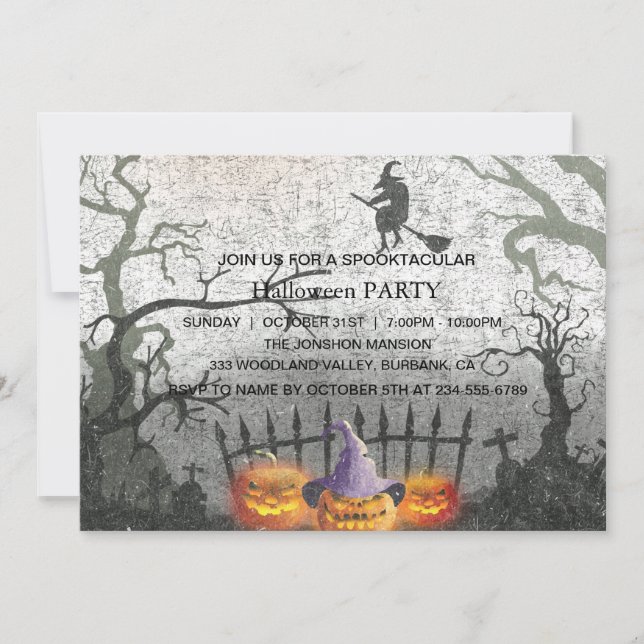 Spooktacular Dark Haunted House Halloween Party  I Invitation (Front)