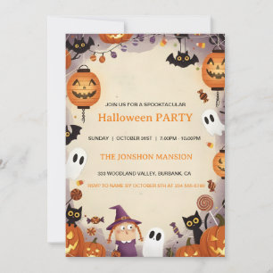 Spooktacular Dark Haunted House Halloween Party  I Invitation