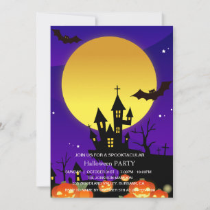 Spooktacular Dark Haunted House Halloween Party  I Invitation
