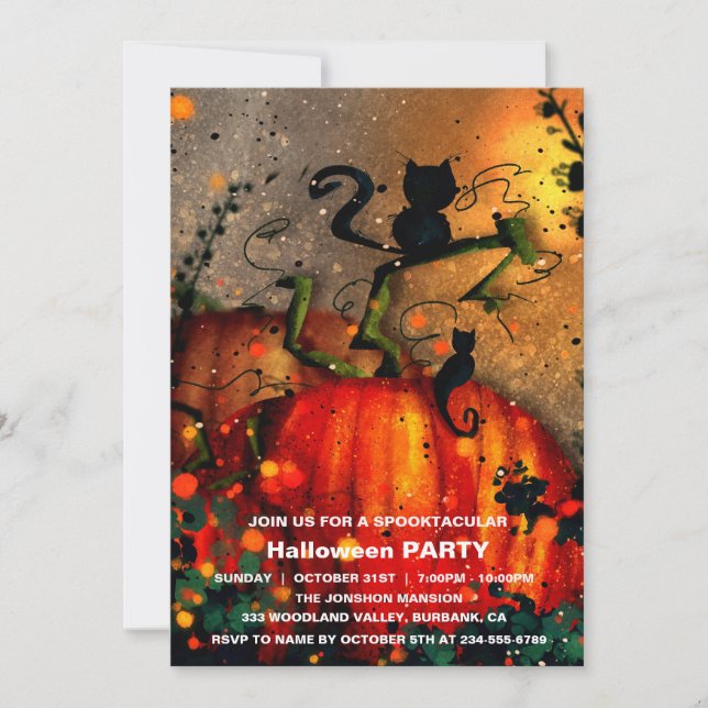 Spooktacular Dark Haunted House Halloween Party  I Invitation (Front)