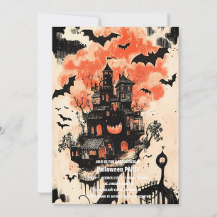 Spooktacular Dark Haunted House Halloween Party  I Invitation