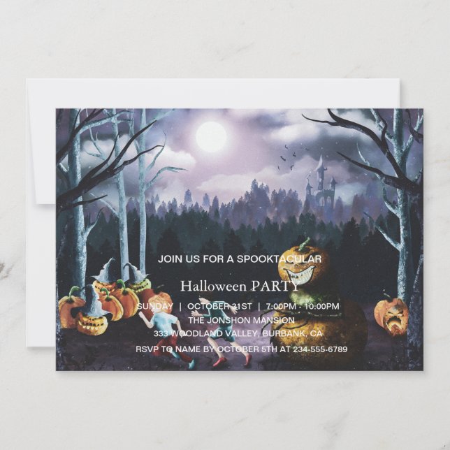 Spooktacular Dark Haunted House Halloween Party Invitation (Front)