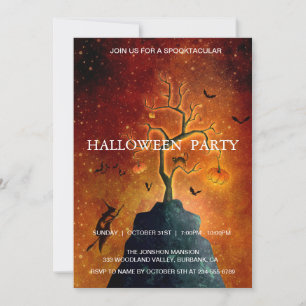 Spooktacular Dark Haunted House Halloween Party Invitation