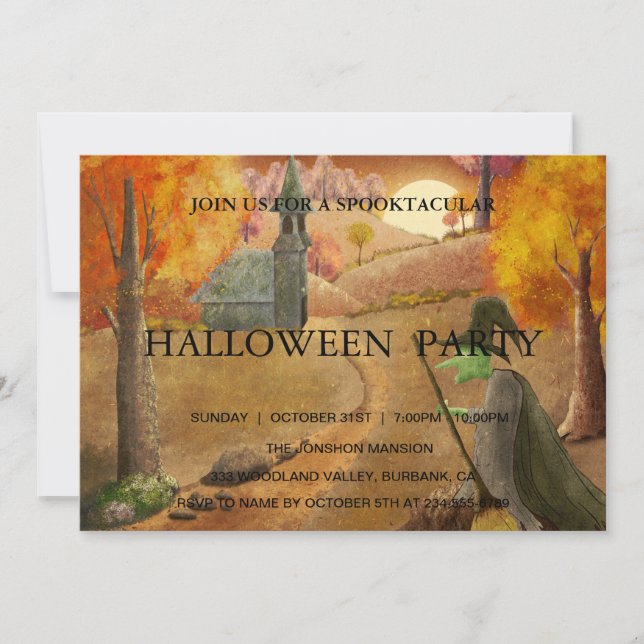 Spooktacular Dark Haunted House Halloween Party Invitation (Front)