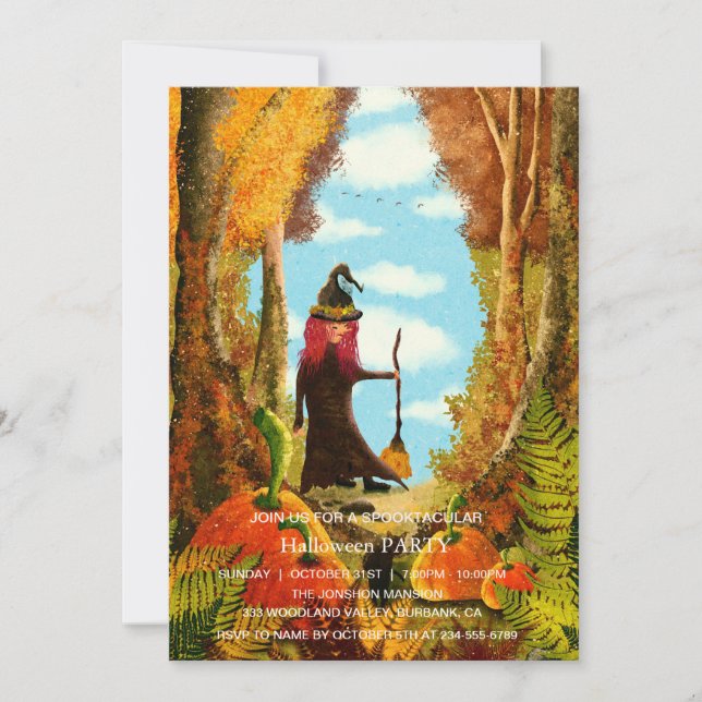 Spooktacular Dark Pumpkin Witch Halloween Party   Invitation (Front)