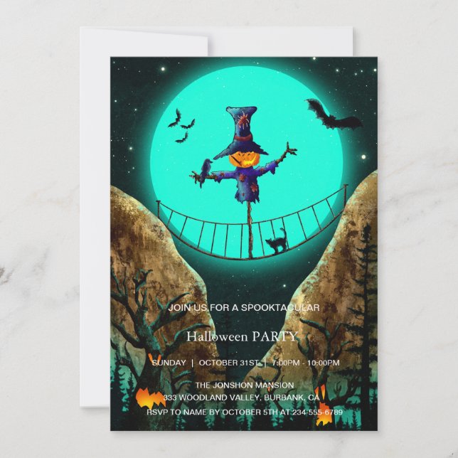 Spooktacular Dark Vintage Gothic Halloween Party Invitation (Front)