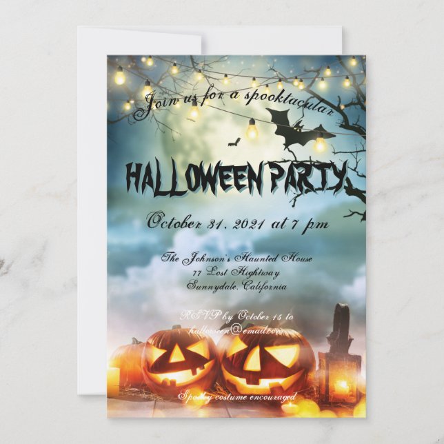Spooktacular Full Moon Halloween Party  Invitation (Front)