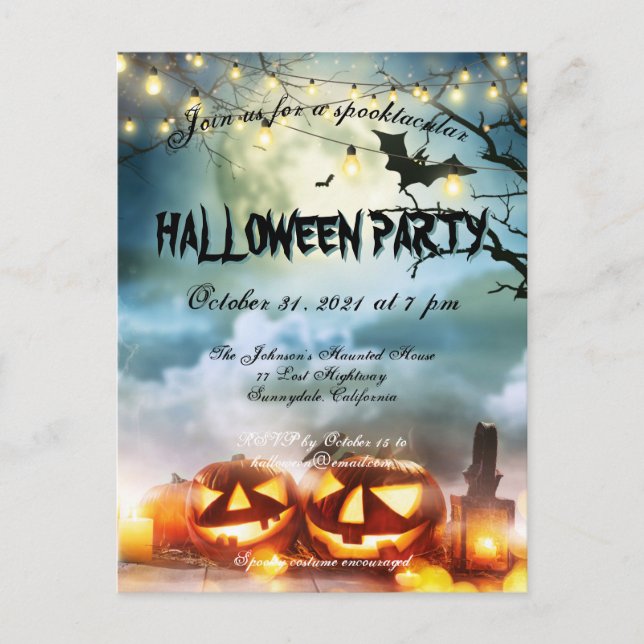 Spooktacular Full Moon Halloween Party Invitation (Front)