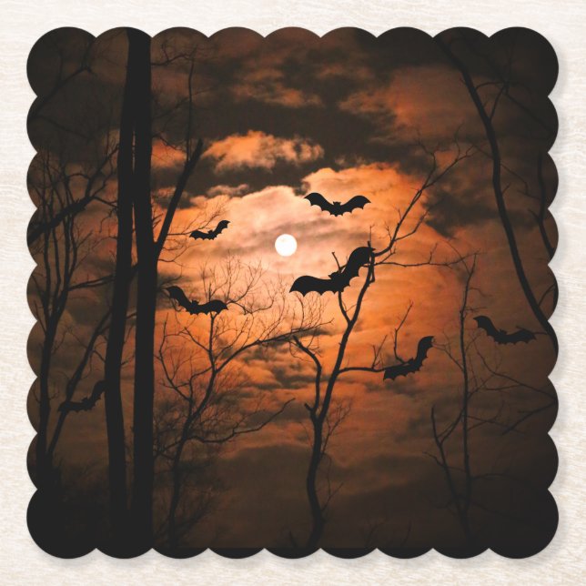 Spooktacular Full Moon Party   Paper Coaster (Front)