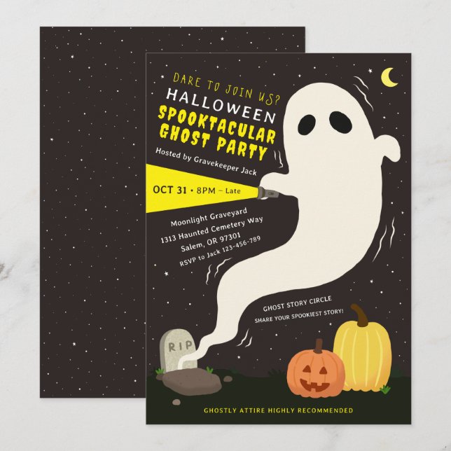Spooktacular Ghost Halloween Party Invitation (Front/Back)