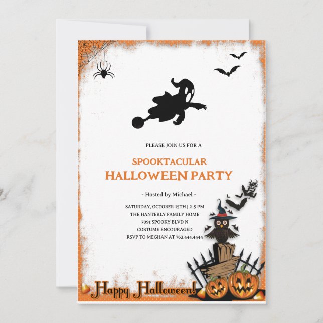 Spooktacular Ghost Halloween Party Invitation (Front)