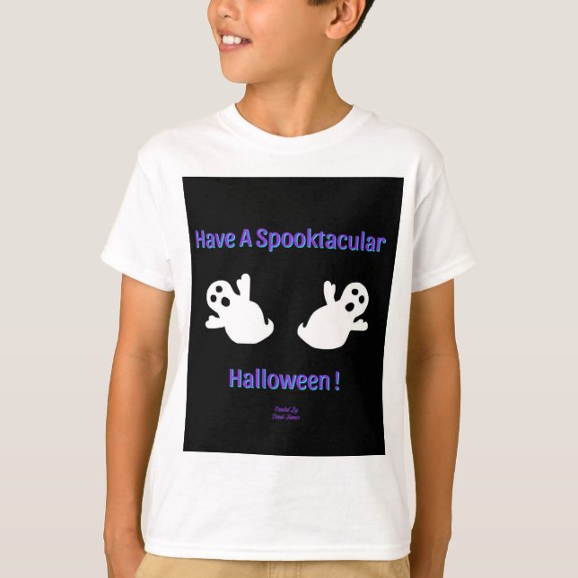 Spooktacular Ghosts Boys White Basic T Shirt (Front)