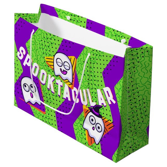 Spooktacular Ghosts Green Party Bag (Front Angled)