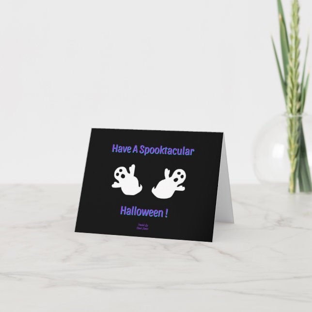 Spooktacular Ghosts Horizontal Greeting Card (Front)