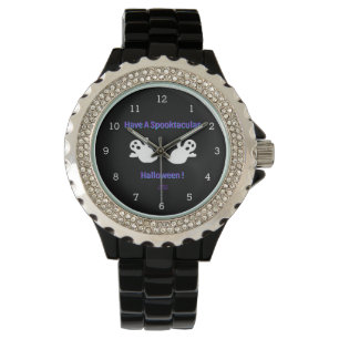 Spooktacular Ghosts Women's Rhinestone Black Watch