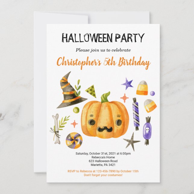 Spooktacular Halloween Bash Kids Birthday Party Invitation (Front)