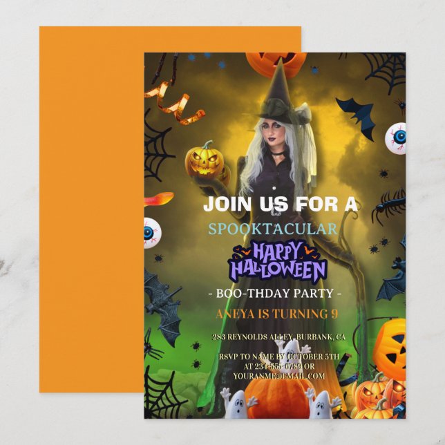 Spooktacular Halloween Birthday invitation (Front/Back)