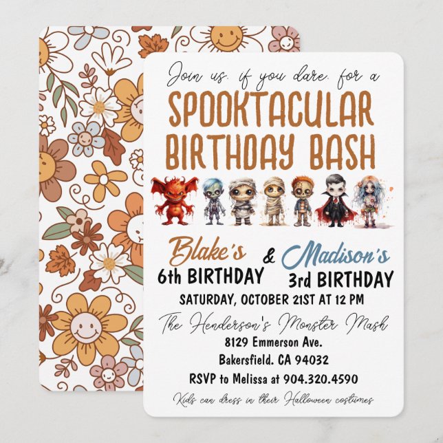 Spooktacular Halloween Birthday Invitation (Front/Back)