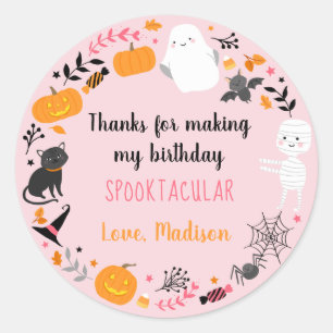 Spooktacular Halloween Birthday Thank You Classic Round Sticker