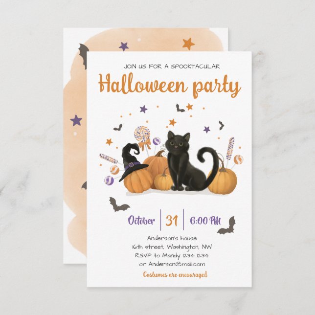 Spooktacular Halloween Candy Party  Invitation (Front/Back)