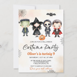 Spooktacular Halloween Costume Party Birthday Invitation