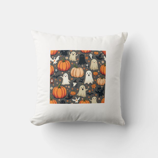 "Spooktacular Halloween Cushion" Throw Pillow (Front)
