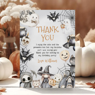 Spooktacular Halloween Cute Ghost Birthday Party Thank You Card