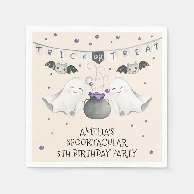 Spooktacular Halloween Ghost Birthday Party Napkin (Front)