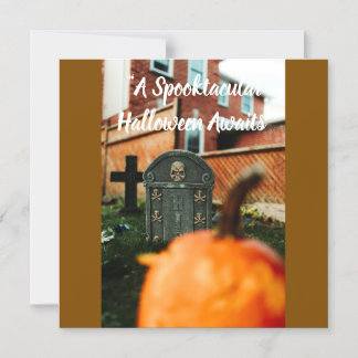Spooktacular Halloween Greeting Card with Pumpkin 