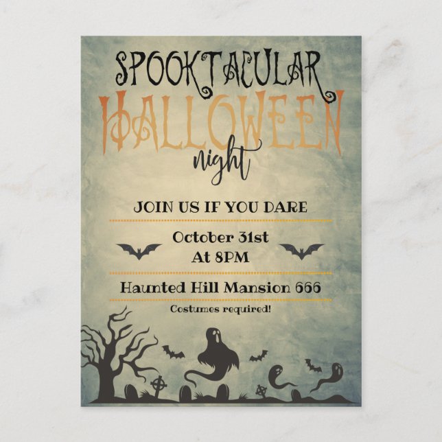 Spooktacular Halloween Night Announcement Postcard (Front)