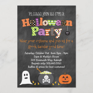 Spooktacular Halloween Party Chalkboard Invitation