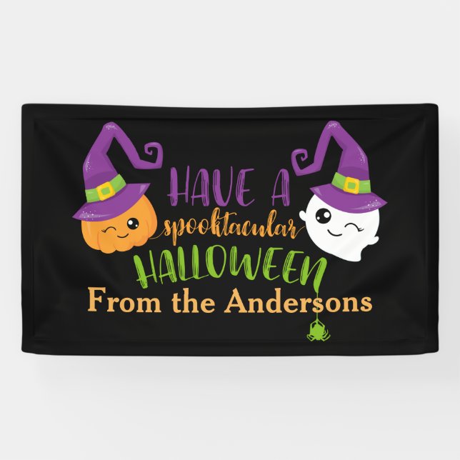 Spooktacular Halloween Party Decor Personalized Banner (Horizontal)