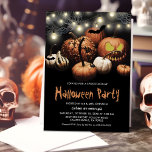 Spooktacular Halloween Party Invitation<br><div class="desc">Scary adult halloween party invitations featuring a black background,  creepy fall pumpkins,  spiderwebs,  bats,  and a spooky personalized halloween template that is easy to customize.</div>